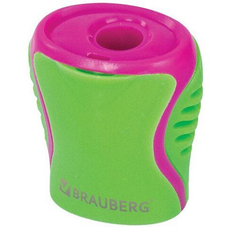 Точилка BRAUBERG "Mix", с контейнером, пластиковая, корпус ассорти, 228448 