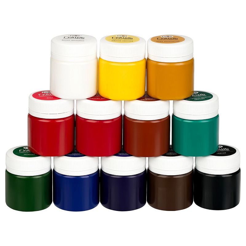 Гуашь художественная Гамма "Студия", 12 цветов, 40мл, картон. упаковка