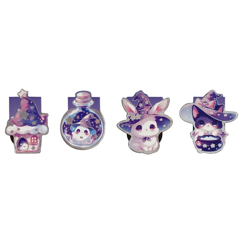 Закладки магнитные для книг, 4шт., MESHU "Волшебная алхимия", голографическая фольга 