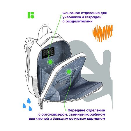 Ранец Berlingo Expert Max "Little dreamer" 38*29*16см, 2 отделения, 2 кармана, анатомическая спинка, дождевик в комплекте 