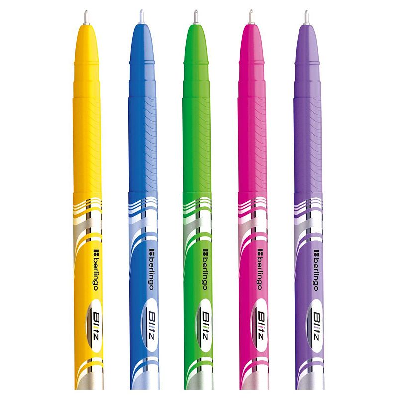 Ручка шариковая Berlingo "Blitz" синяя, 0,7мм, корпус ассорти 