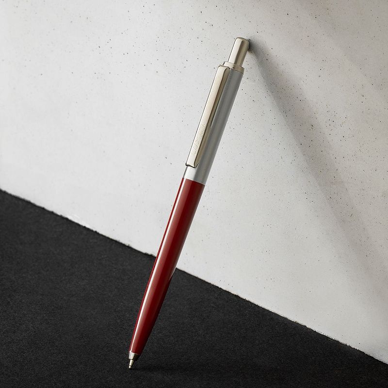 Ручка шариковая Luxor "Star" синяя, 0,7 мм, корпус бордовый/хром, кнопочный механизм, футляр 