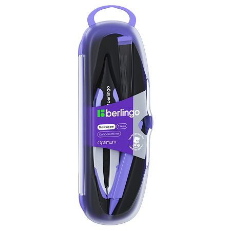 Готовальня Berlingo "Optimum +", 2 предмета, циркуль 135мм, пластиковый футляр 