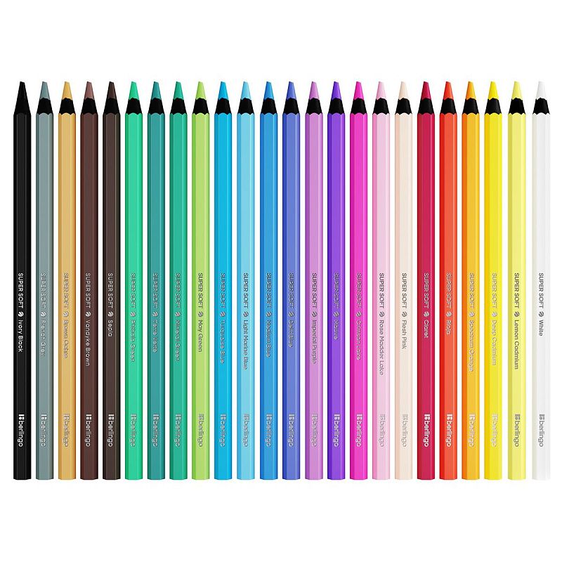 Карандаши цветные Berlingo "SuperSoft. Blackwood", 24цв., черное дерево, заточен., картон, европодве