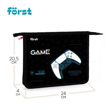 Папка для тетрадей 1 отделение, А5 Först "Game", 240*205*40мм, пластик, на молнии 