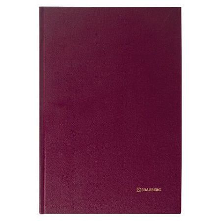 Книга учета 96 л., клетка, твердая, бумвинил, блок офсет, А4 (200х290 мм), BRAUBERG, бордовая, 130224