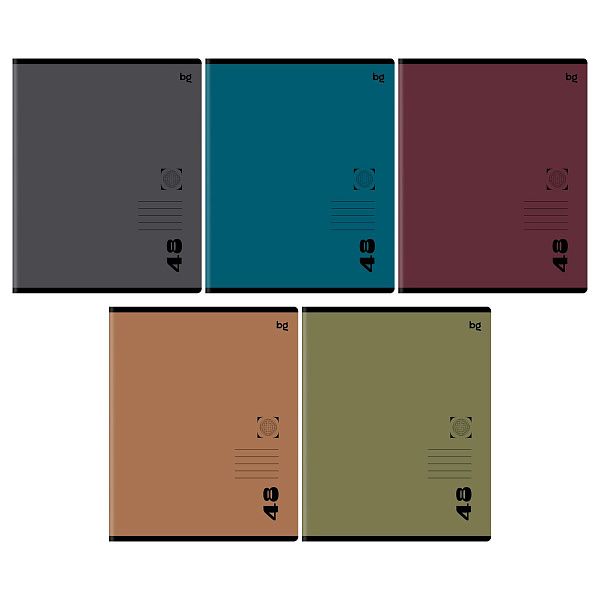 Тетрадь 48л., А5, клетка BG "Темные цвета", матовая ламинация