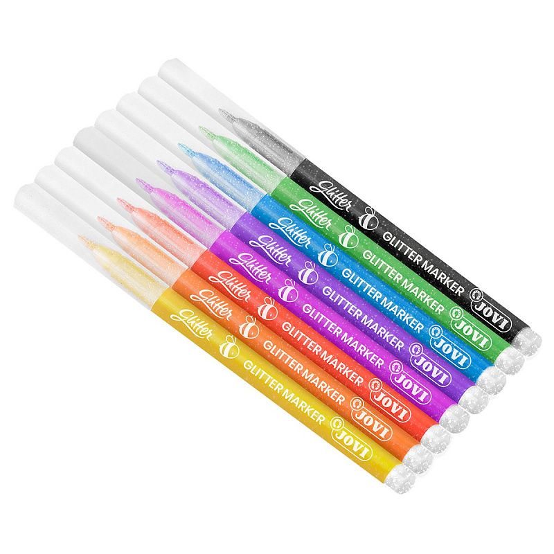 Фломастеры с блестками JOVI "Glitter", 08цв., смываемые, картон, европодвес