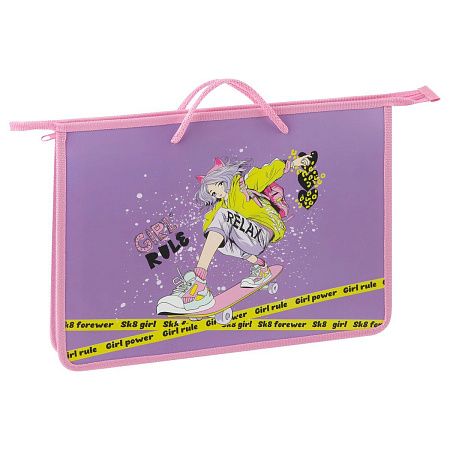 Папка с ручками А4 ArtSpace "City Girl", пластик, на молнии, 45мм
