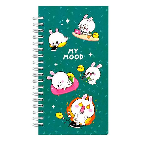 Записная книжка 95*175 мм 96л. на гребне MESHU "My cute day", матовая ламинация, твердая обложка, выборочный УФ-лак