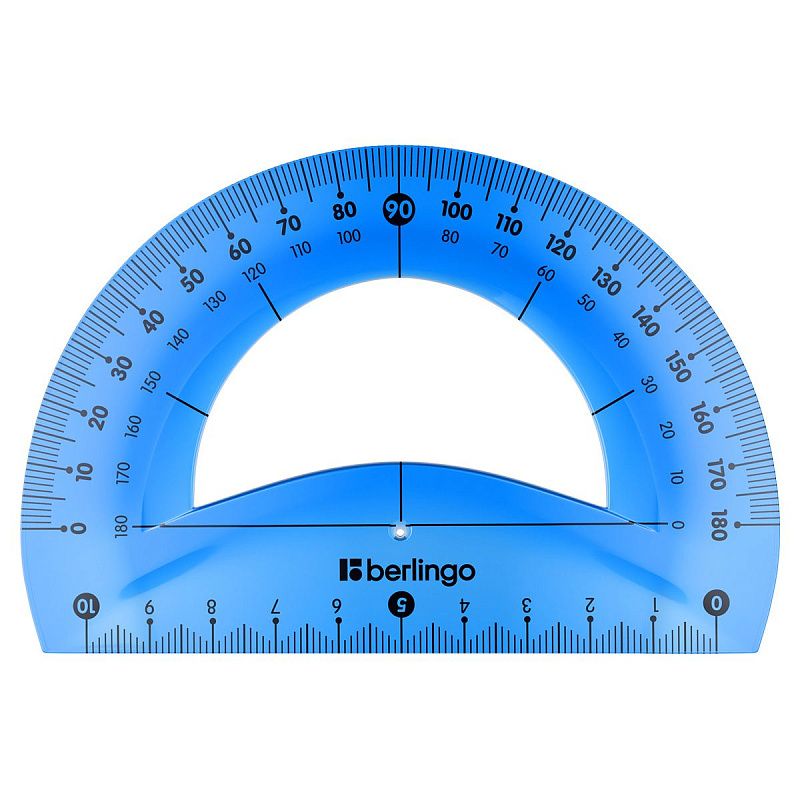 Транспортир 10см, 180° Berlingo "Flexy", пластиковый, гибкий, ассорти, европодвес 