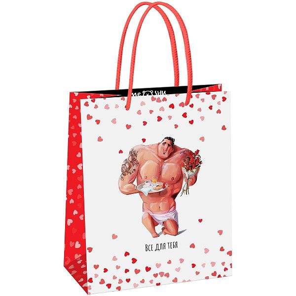 Пакет подарочный 18*23*10см MESHU "Present for you",  глянцевая ламинация