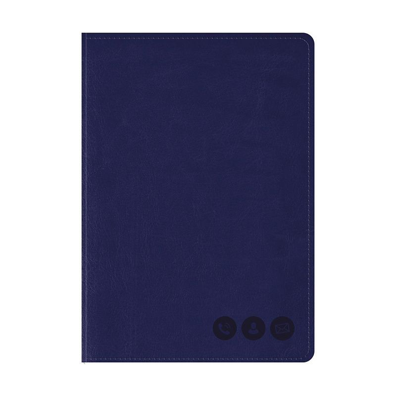 Телефонная книга А5, 80л., кожзам, OfficeSpace "Nebraska" темно-синий, с вырубкой