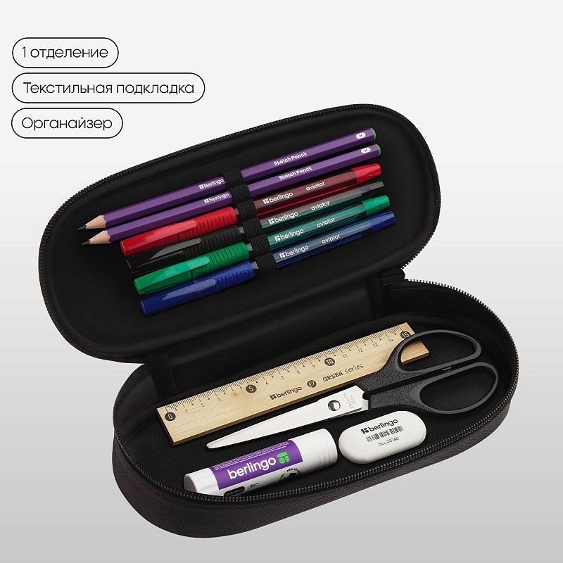 Пенал корпусный 1 отделение, 220*90*45 мм, Berlingo "Faster Than The Flame", полиэстер 