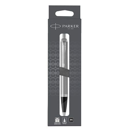 Ручка шариковая Parker "IM Stainless Steel CT" черная, 1,0мм, кнопочн., подарочная упаковка с европодвесом