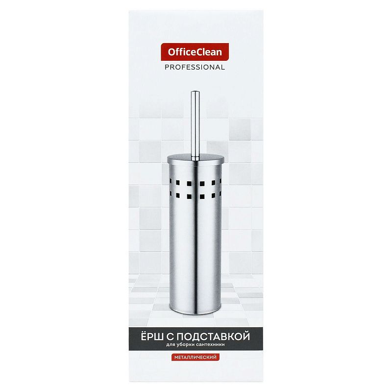 Комплект для туалета OfficeClean (ерш+подставка), 38*7,5*9,7см, нержавеющая сталь, хром
