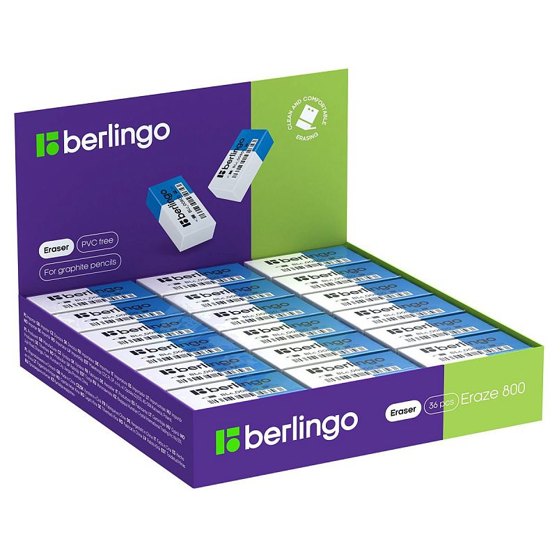 Ластик Berlingo "Eraze 800" прямоугольный, комбинированный, термопластичная резина, 40*20*11мм 