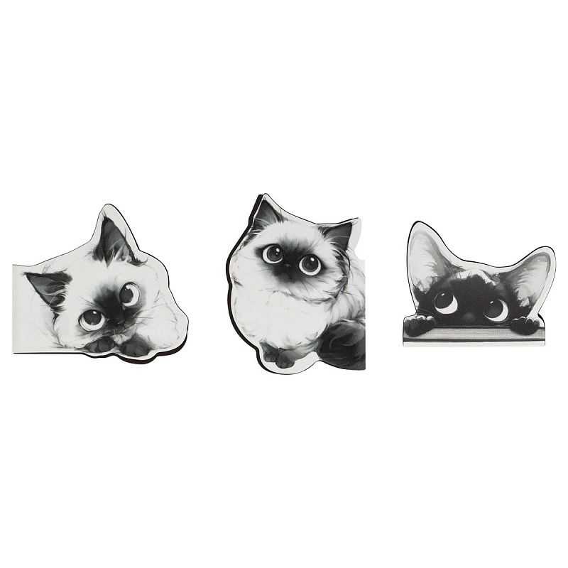 Закладки магнитные для книг, 3шт., MESHU "Cats", матовая ламинация, соф-тач 