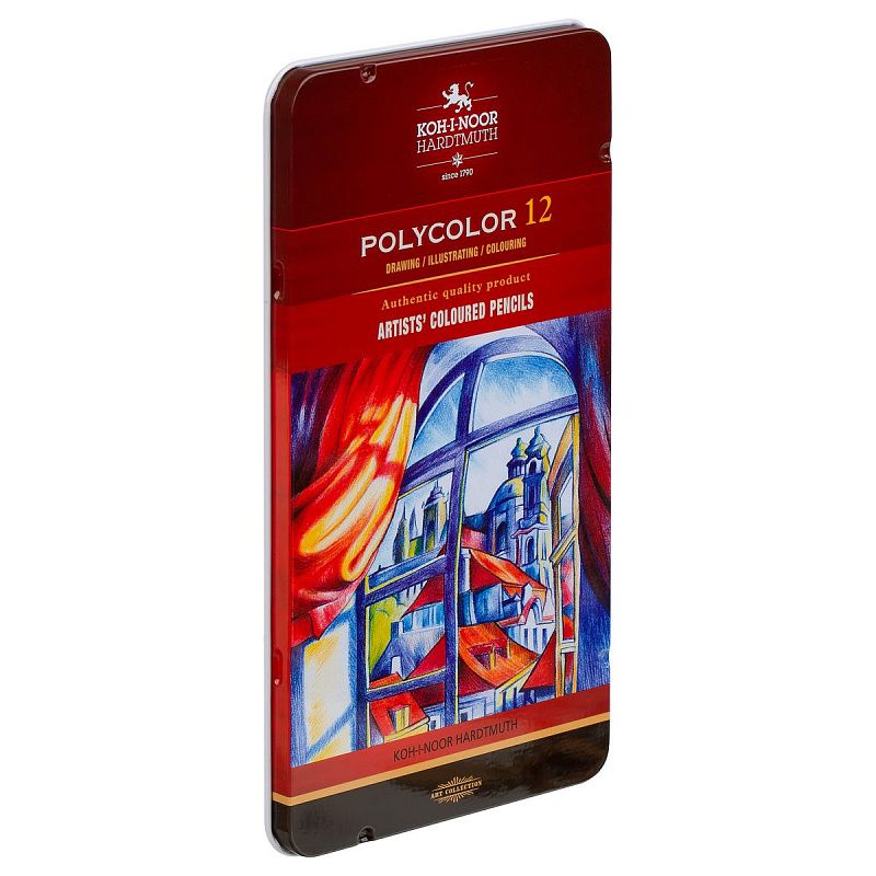 Карандаши цветные художественные Koh-I-Noor "Polycolor", 12цв., заточен., метал. пенал