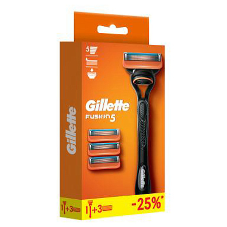 Станок для бритья Gillette "Fusion", + 3 кассеты (ПОД ЗАКАЗ) 