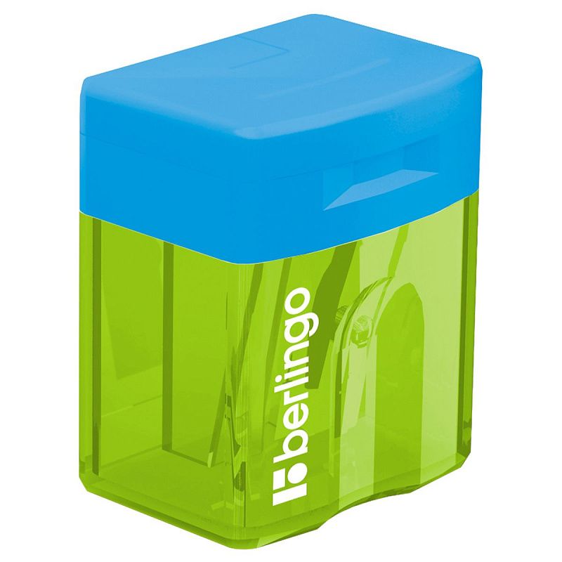 Точилка пластиковая Berlingo "Fuze" 1 отверстие, контейнер, ассорти 