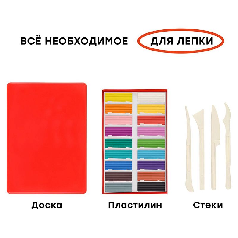 Набор для рисования и лепки Гамма "Мультики", 12 предметов, в подарочной коробке 