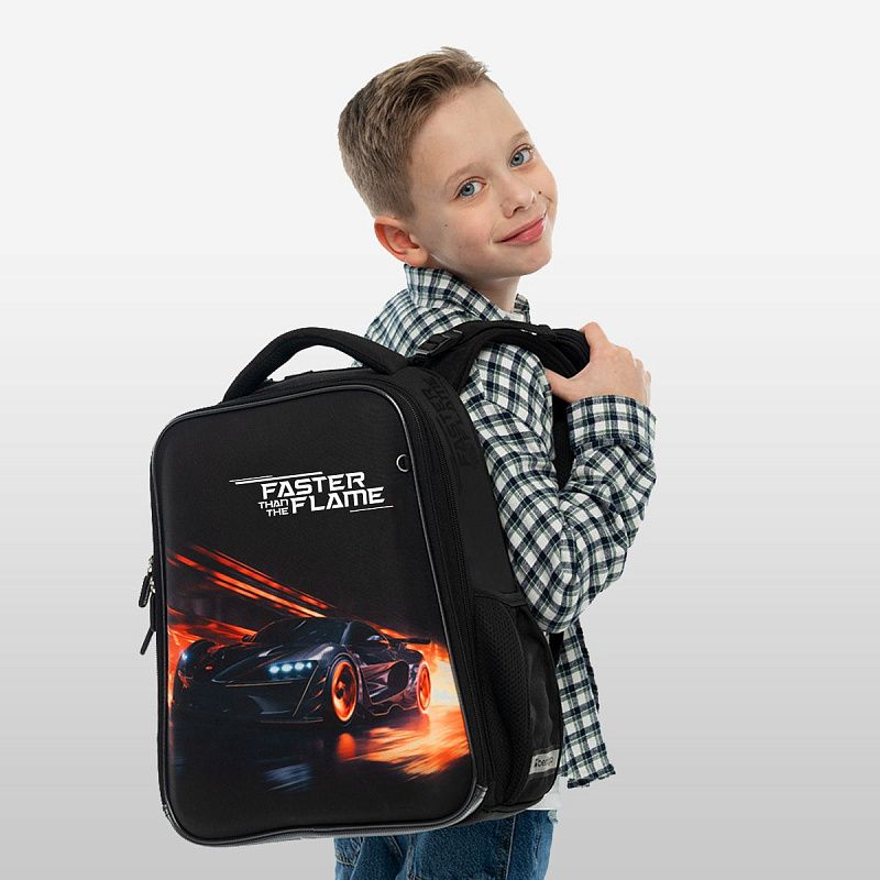 Ранец Berlingo Expert "Faster Than The Flame" 37*28*16см, 2 отделения, 2 кармана, анатомическая спинка 