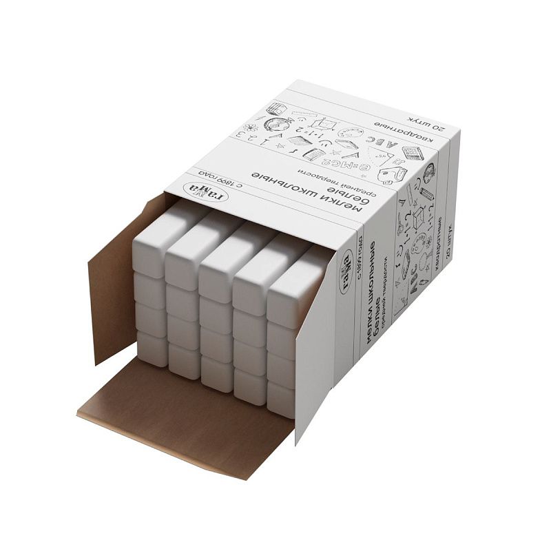 Мел штучный белый Гамма, средней твердости, квадратный, картонная коробка 