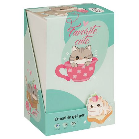 Ручка гелевая стираемая MESHU "Funny smile" синяя, 0,5мм, корпус ассорти, с топпером 