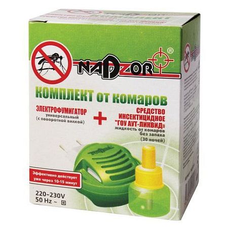 Средство от насекомых фумигатор + жидкость NADZOR (Надзор), 30 ночей, 3809 