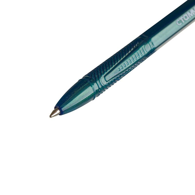 Ручка шариковая СТАММ "Орбита 100" 4шт., синие, 0,7мм, хамелеон, пакет с европодвесом 