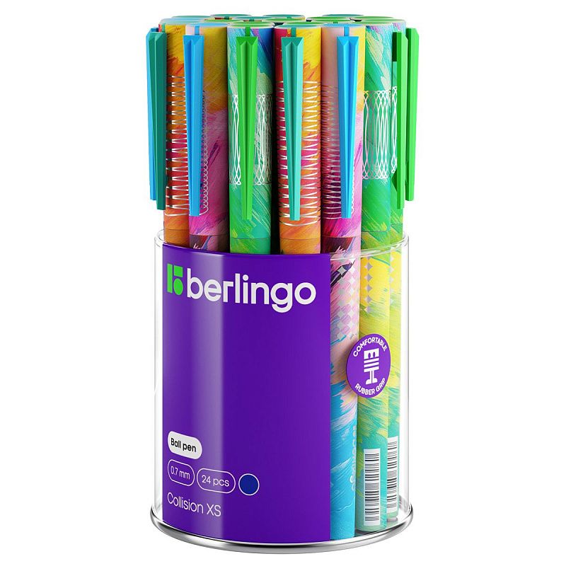 Ручка шариковая Berlingo "Collision XS" синяя, 0,7мм, грип, рисунок на корпусе, ассорти 