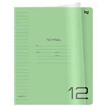 Тетрадь 12л., линия BG "UniTone. Green", пластиковая прозрачная обложка
