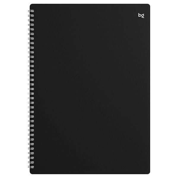 Тетрадь 80л., А4 клетка на гребне BG "Base", пластиковая обложка, черный
