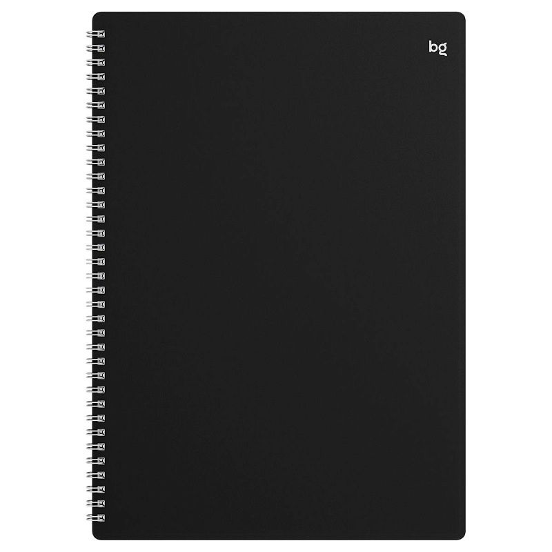 Тетрадь 80л., А4 клетка на гребне BG "Base", пластиковая обложка, черный