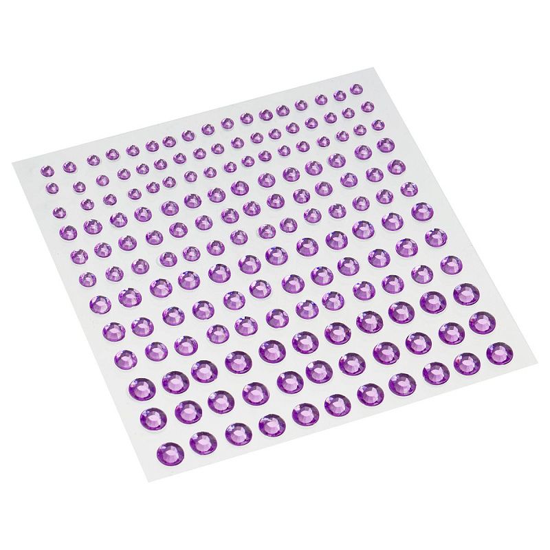 Стразы самоклеящиеся для макияжа лица MESHU "Purple drops" 162 наклейки, инд. уп., европодвес