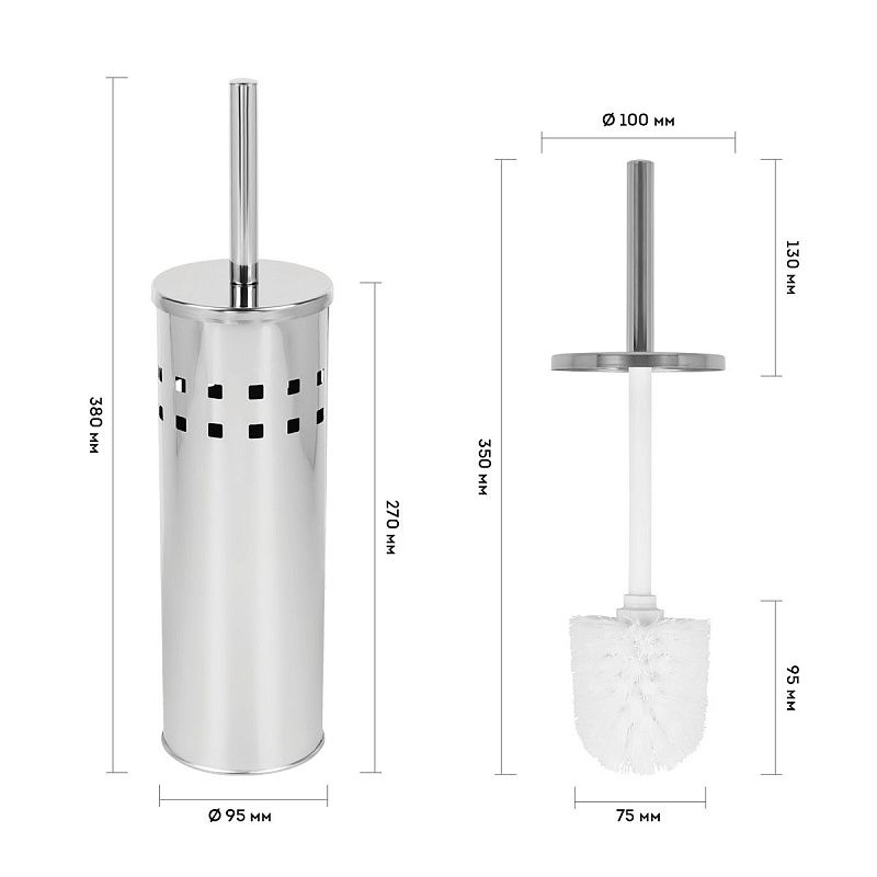 Комплект для туалета OfficeClean (ерш+подставка), 38*7,5*9,7см, нержавеющая сталь, хром