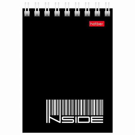 Блокнот МАЛЫЙ ФОРМАТ (75х105 мм) А7, 40 л., гребень, картон, клетка, HATBER, "INSIDE Стиль", 0Б7C1гр, ВО1189