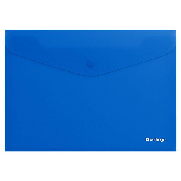 Папка-конверт на кнопке Berlingo "Soft Touch", А4, 200мкм, софт-тач, синяя