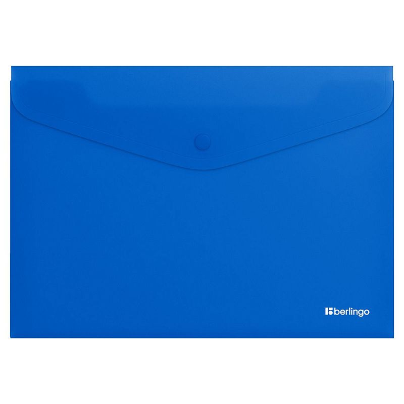 Папка-конверт на кнопке Berlingo "Soft Touch", А4, 200мкм, софт-тач, синяя