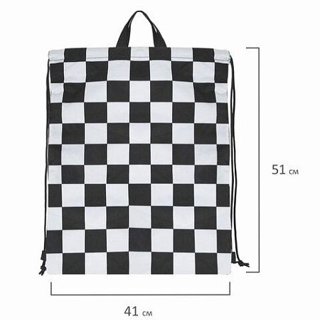 Мешок для обуви BRAUBERG большой удобный с ручкой, 51х41 см, "Black and white", 271595 