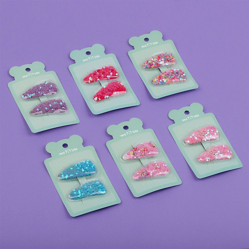 Заколки для волос MESHU, клик-клак, наполнитель, ассорти, 2шт., 5,5см, европодвес