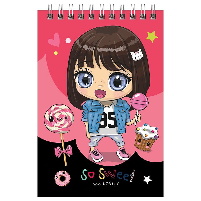 Блокнот А6 40л. на гребне BG "Глазастики", блестки