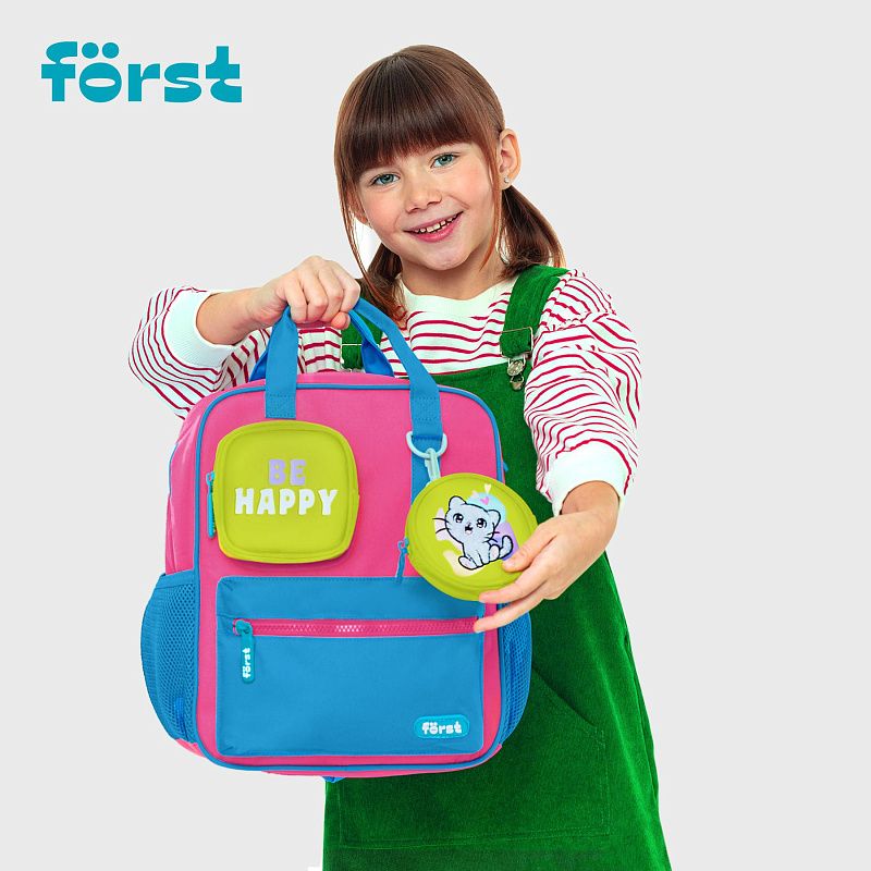 Рюкзак Först F-Kids "Be Happy!" 30,5*25,5*12см, 1 отделение, 5 карманов, эргономичная спинка 
