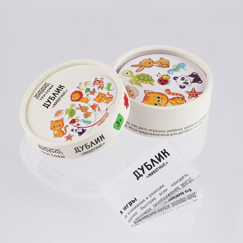 Игра настольная ТРИ СОВЫ "Дублик. Животные" 60 карточек 