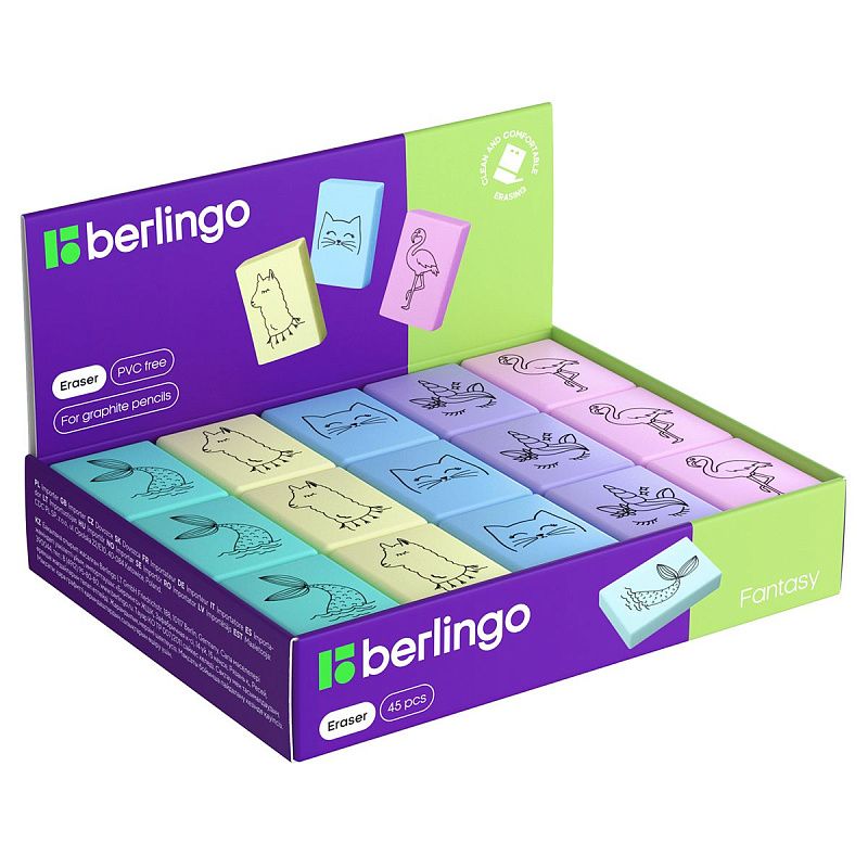 Ластик Berlingo "Fantasy", термопластичная резина, цвета ассорти, 31*23*7мм 