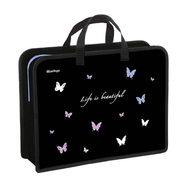 Папка с ручками 1 отделение, А4 Berlingo "Life is Beautiful", 340*245*100мм, пластик, на молнии