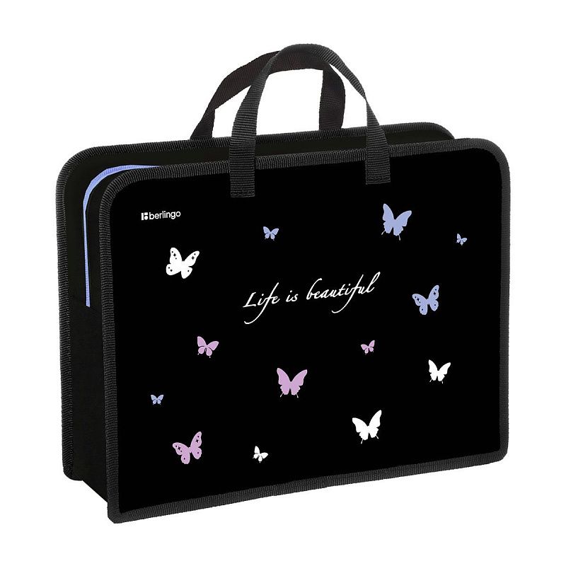 Папка с ручками 1 отделение, А4 Berlingo "Life is Beautiful", 340*245*100мм, пластик, на молнии