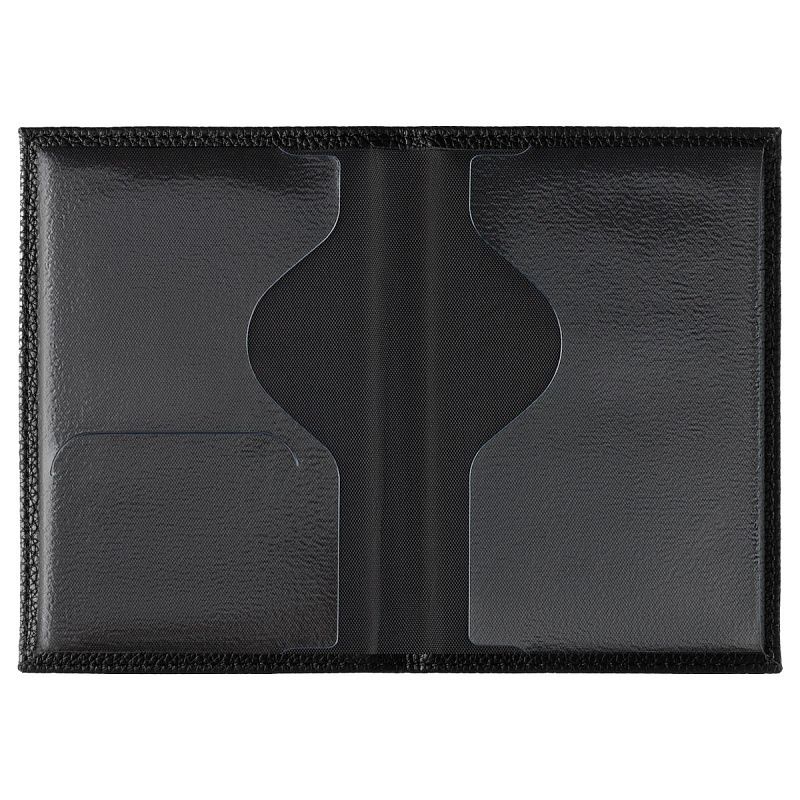 Обложка для паспорта OfficeSpace экокожа, текстура Флоттер, тиснение "PASSPORT", подклад текстиль, черный 