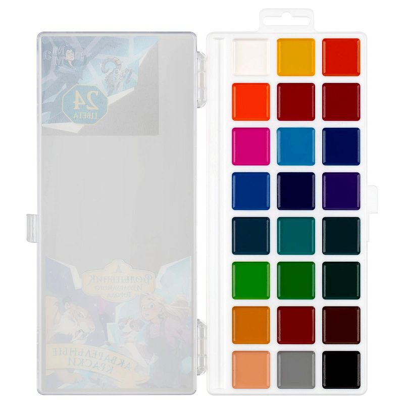 Акварель Мульти-Пульти "Волшебник Изумрудного Города", медовая, 24 цвета, без кисти, пластик. упак., европодвес